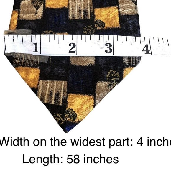 Manzoni Men Italy Silk Neck Tie Blue Black Brown Gold Geometric Design Office - Picture 4 of 4